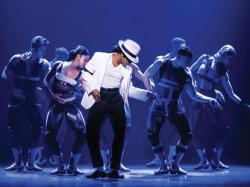 Roman Banks (center)  in "MJ the Musical" Photo by Matthew Murphy.