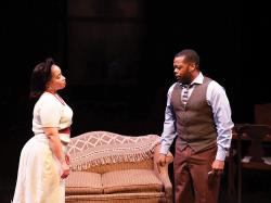 Thomika Marie Bridwell as Lily and Dominic Carter as Godfrey in Lyric Stage Company of Boston's staging of "Crumbs from the Table of Joy." Photo courtesy of Mark S. Howard.