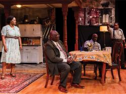 From left: Jade Guerra, "ranney," Jonathan Kitt and Omar Robinson in Actors' Shakespeare Project's production of August Wilson's "The Piano Lesson." Photo courtesy of Nile Scott Studios.